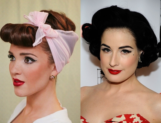 Kaip sudaryti makiažą pagal pin-up stilių: nuotrauka