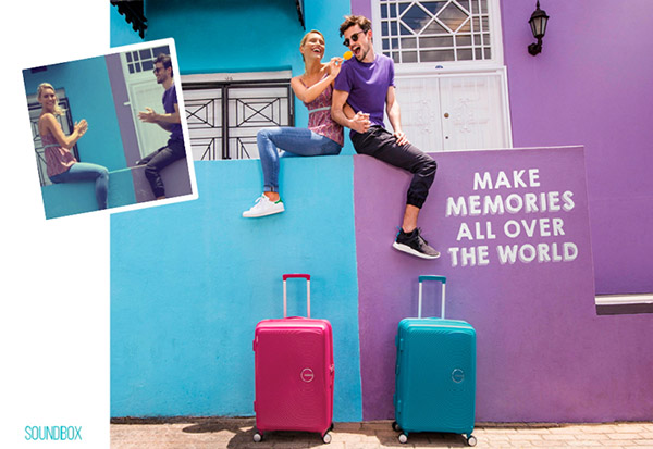 Vasara kelyje: ryškūs lagaminai American Tourister Soundbox