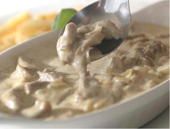 jautienos stroganoff su garstyčiomis
